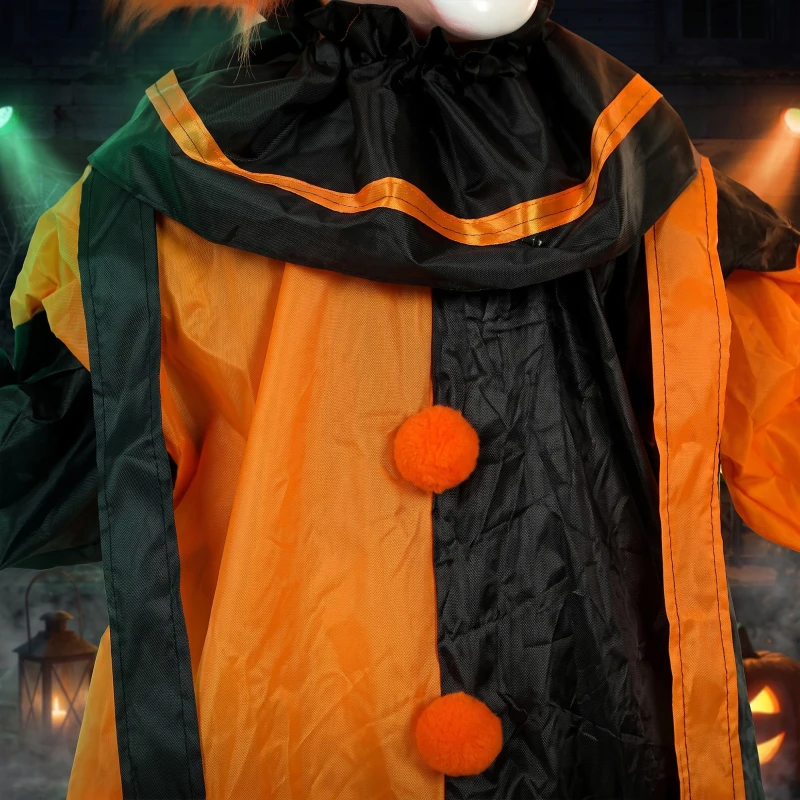 HOMCOM 190cm Life Size Animated Clown Halloween Decoration, Scary Halloween Animatronics Decor with Sound Touch Activated