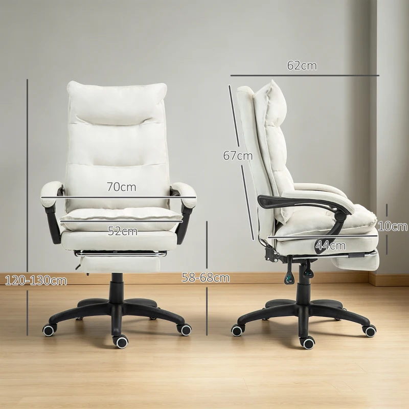 Vinsetto Massage-Bürostuhl, Schreibtischsessel mit Massagefunktion, höhenverstellbarer, ergonomischer Drehstuhl, Nylon, Cremeweiß
