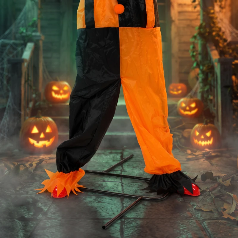 HOMCOM 190cm Life Size Animated Clown Halloween Decoration, Scary Halloween Animatronics Decor with Sound Touch Activated