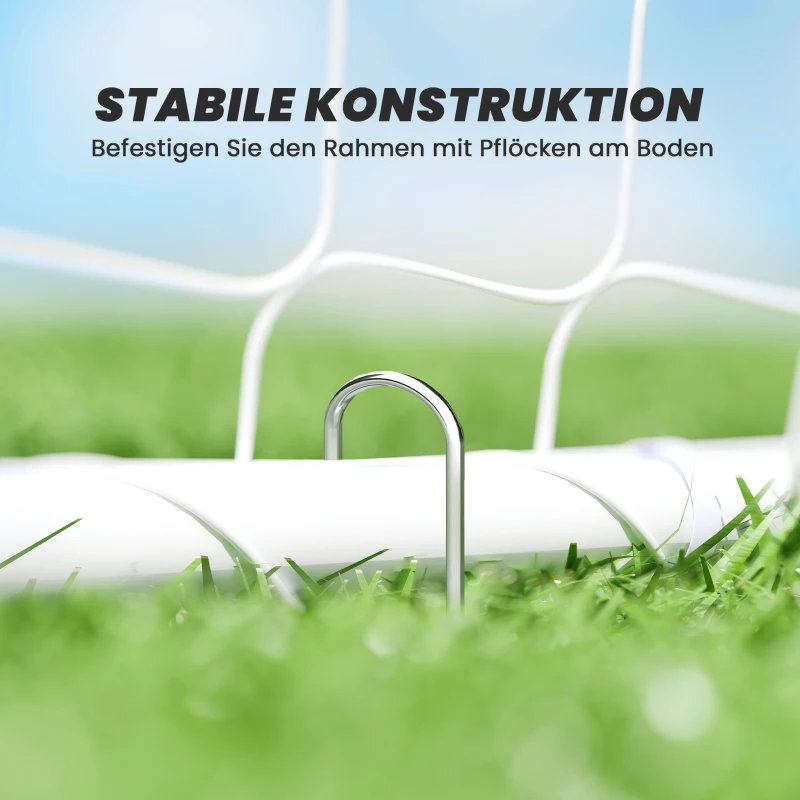HOMCOM Fußballtor für Spiele & Training, UV-beständig, robust, Bodenverankerungen, Weiß