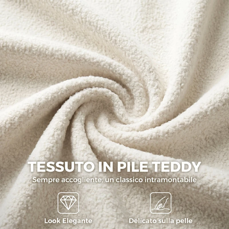 HOMCOM Sedia per Scrivania Girevole in Tessuto Sherpa con Altezza Regolabile e Funzione Dondolo, Crema