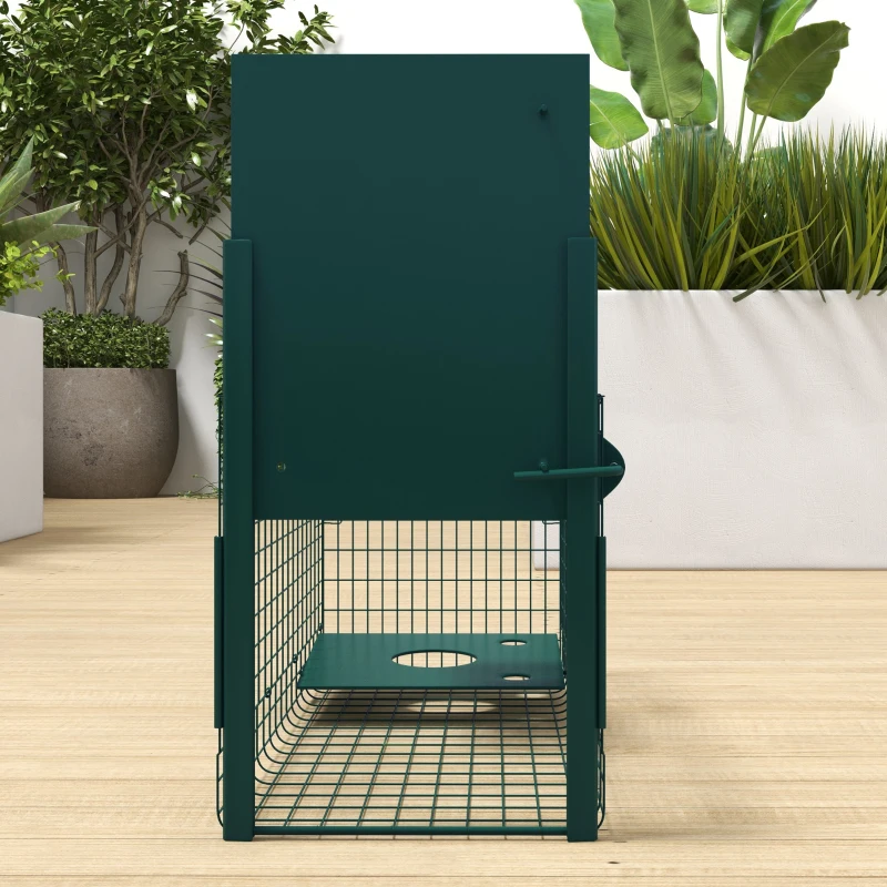 Outsunny Cușcă Capcană pentru Animale Mici cu O Ușă și Mâner, 80x25x30 cm, Verde Închis