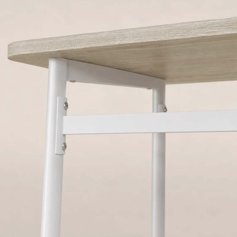 HOMCOM Conjunto Mesa de Jantar com 2 Cadeiras e Banco, Assentos Estofados, para Sala, Pequenos Espaços, Carvalho e Branco