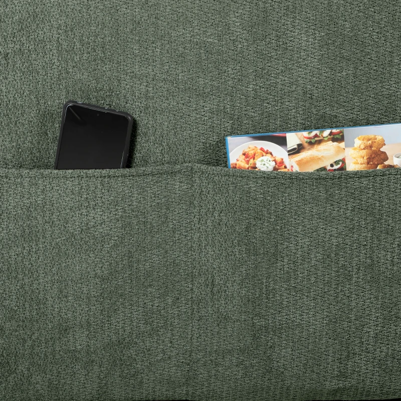 HOMCOM 2 Seater Sofa Bed, 4-in-1 L-Shaped Convertible Pull-Out Sleeper Sofa with Adjustable Backrest Side Pockets, Dark Green