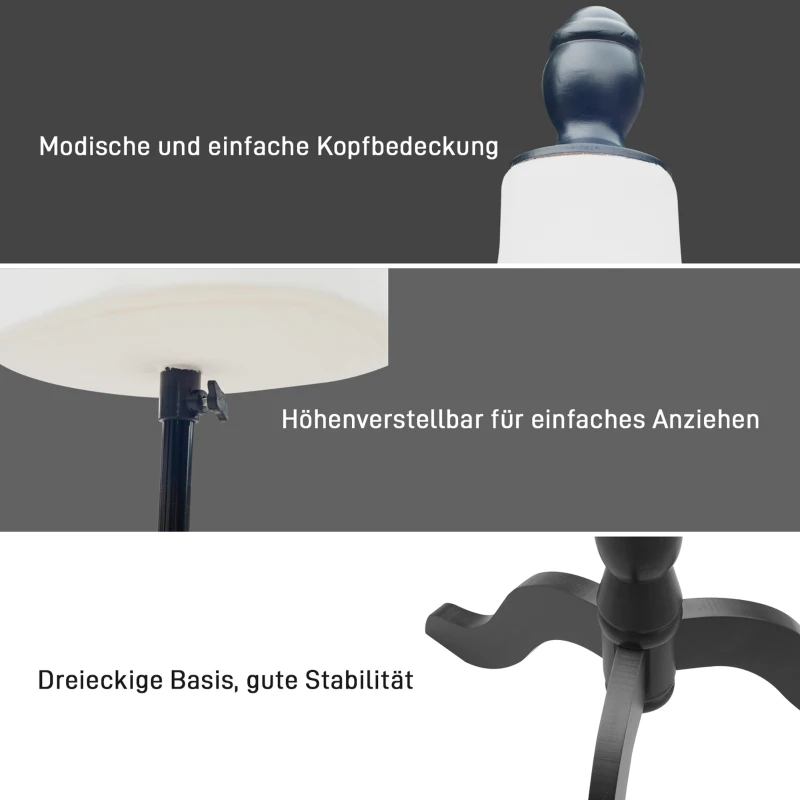 HOMCOM Mannequin-Torso, Kleiderpuppe, Schaufensterpuppe, Schaumstoff, Holz, Metall, Weiß