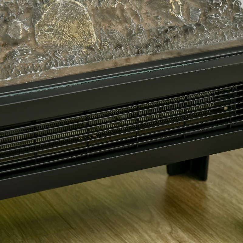 HOMCOM Elektrokamin, 2000 W, Standkamin mit Heizung LED 3D-Flammeneffekt, 4 Helligkeitsstufen, Elektrischer Kamin mit Thermostat, Überhitzungsschutz, Schwarz