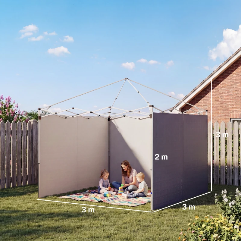 Outsunny 3 Paredes Laterales para Carpas de 3x3 m 300x200 cm Paredes Laterales de Repuesto de Tela Oxford con Cremallera Azul