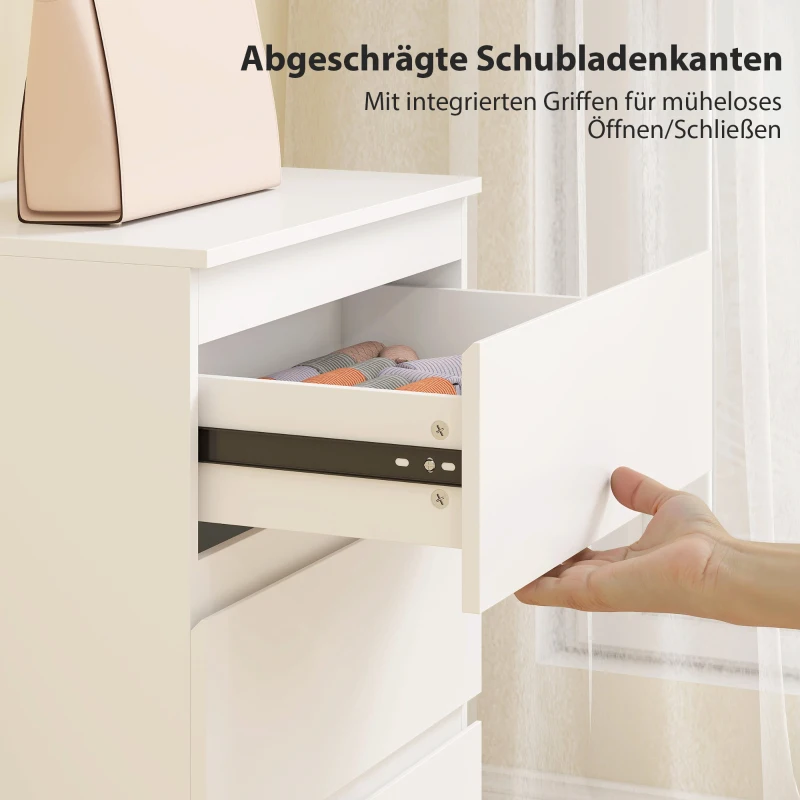 HOMCOM Kommode mit 3 Schubladen, für Wohnzimmer, Schlafzimmer, Flur, Spanplatte, Weiß