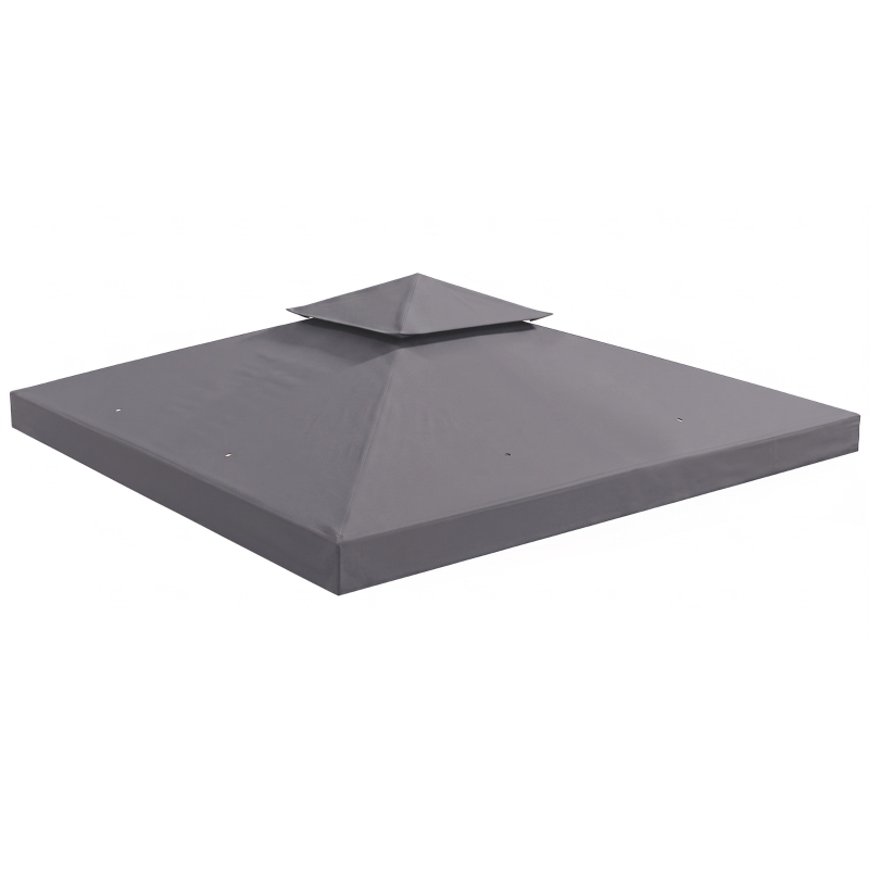 Outsunny Acoperiș de Rezervă pentru Foișor 3x3m cu Design pe Două Niveluri, Rezistent la Razele UV, Gri Închis