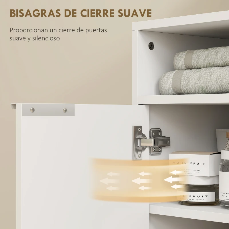 HOMCOM Mueble bajo Lavabo con 2 Puertas Acanaladas y Compartimento Abierto para Lavabo sin Pedestal 60x33x63 cm Blanco