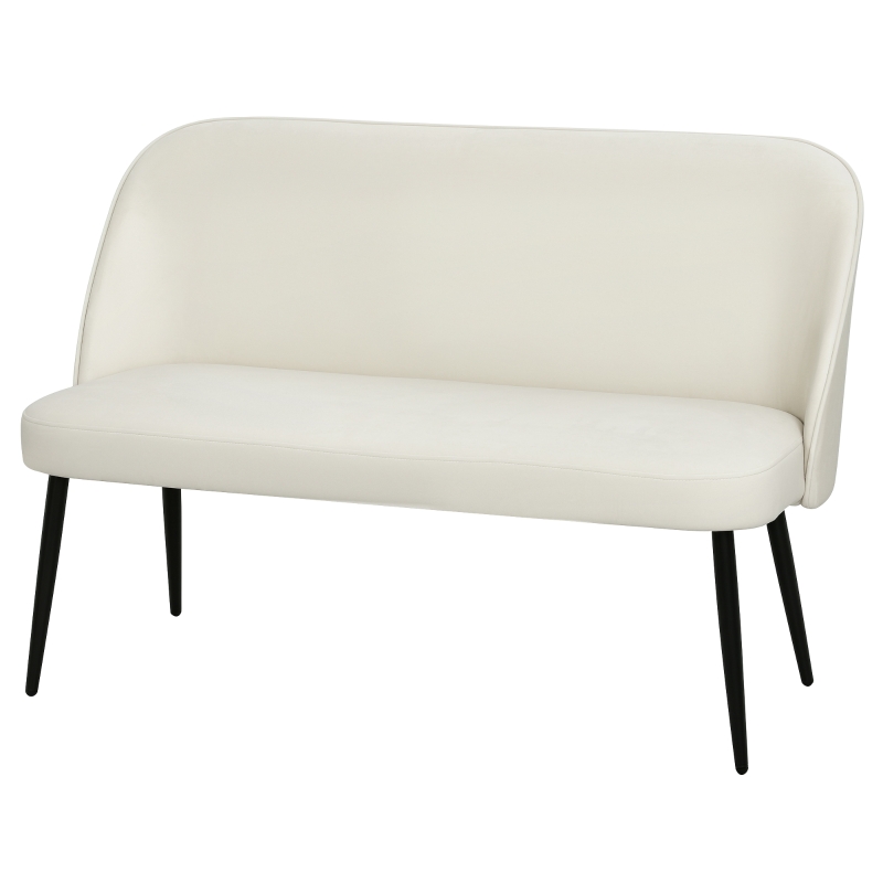 HOMCOM 2-Sitzer-Sofa, moderne Polstercouch mit Metall- und Holzrahmen, samtartiger Stoffbezug, Beige