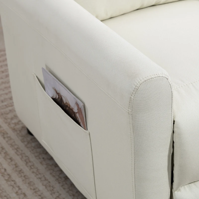 HOMCOM Sillón Relax Reclinable para TV con Muelles Ensacados para Salón Blanco Crema