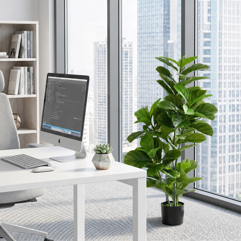 HOMCOM Künstliche Ficus-Pflanze, 110 cm hoch mit 90 Blättern & Topf für Wohnzimmer