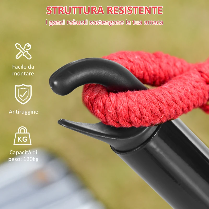 Outsunny Struttura per Amaca Universale da Esterno in Metallo, 300x90x100cm, Nero