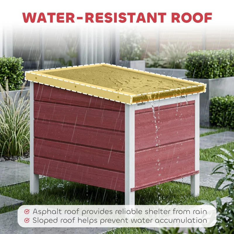 PawHut Wooden Rabbit Hutch 51 x 42 x 43 cm, Red