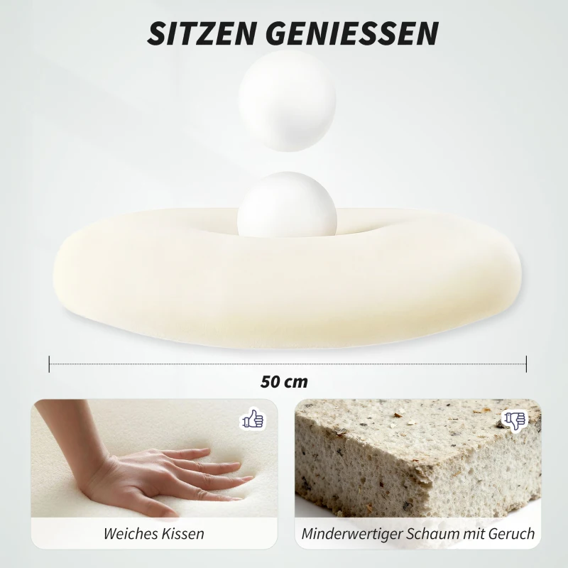 HOMCOM Ergonomischer Bürostuhl mit 3D-Armlehnen, Netzstoffrücken, S-förmige Rückenlehne, Kopfstütze, Kippfunktion, Schwarz