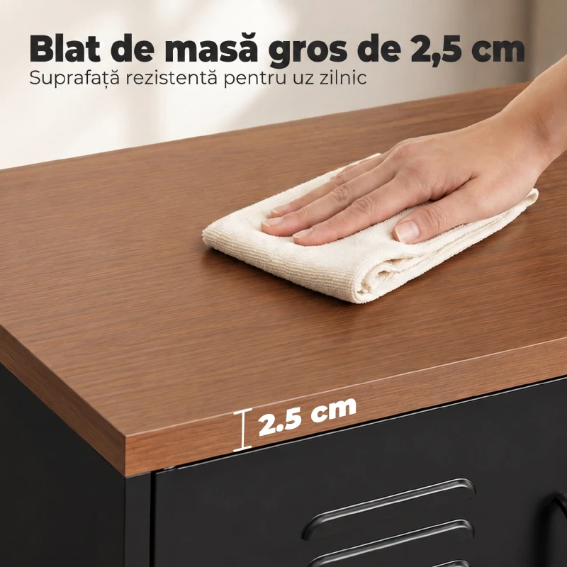 HOMCOM Bufet Metalic cu 2 Uși și Raft Reglabil, pentru Living sau Birou, Negru
