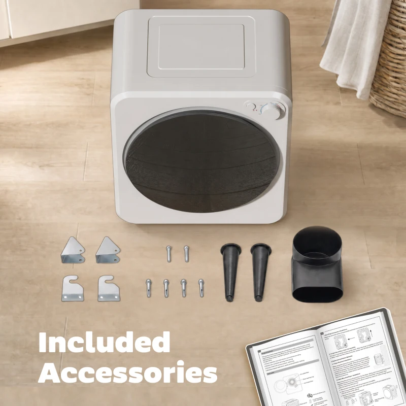 HOMCOM Sèche-linge à évacuation portable 2,5 Kg, sèche-linge électrique 400/800 W, 5 modes de séchage, 48 x 44 x 57 cm, blanc(m-8)