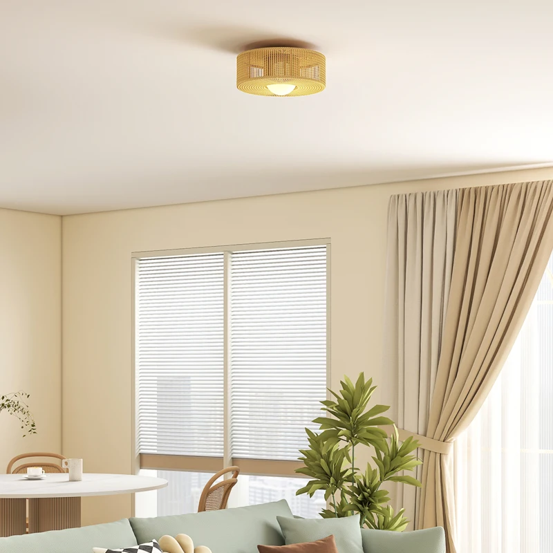 HOMCOM Deckenleuchte, Boho-Deckenlampe Hängend mit G9 LED Fassung, Lampenschirm aus Hanfseil Rund