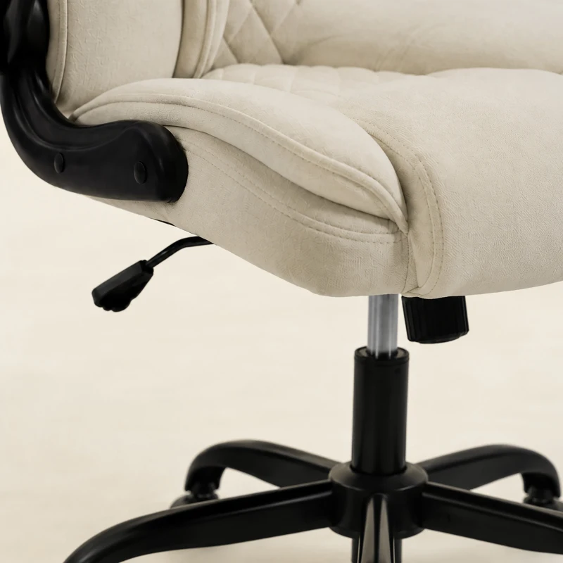 HOMCOM Office Chair, Ergonomic Desk Chair with Flip-up Armrest, Pocket Springs, Swivel Wheels, Adjustable Height, Beige