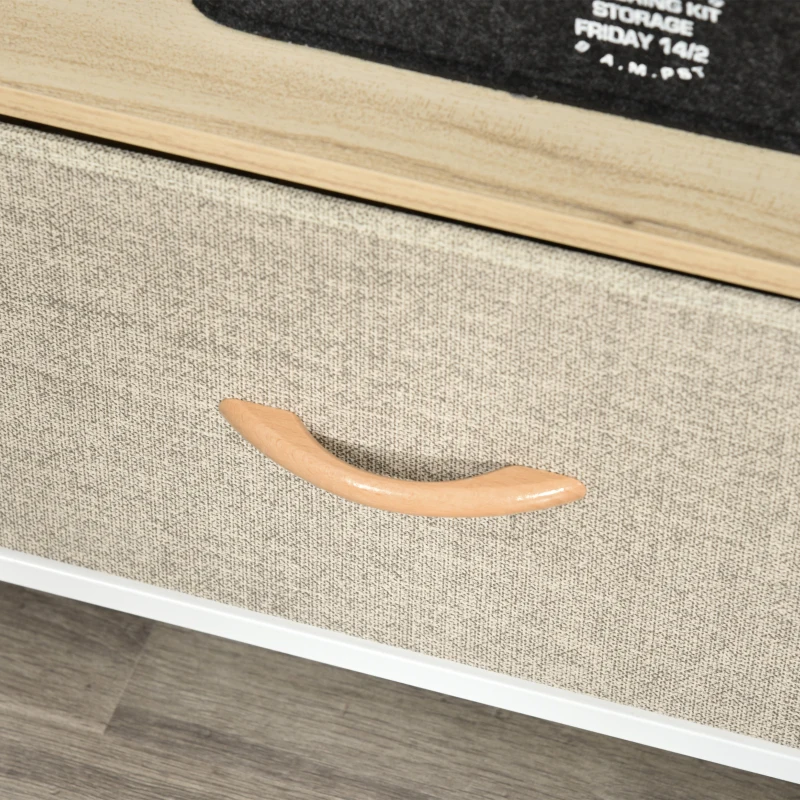 HOMCOM Mueble de TV con Estante y 2 Cajones de Tela Plegables para Televisores hasta 47 Pulgadas Largo de 98 cm Natural y Gris