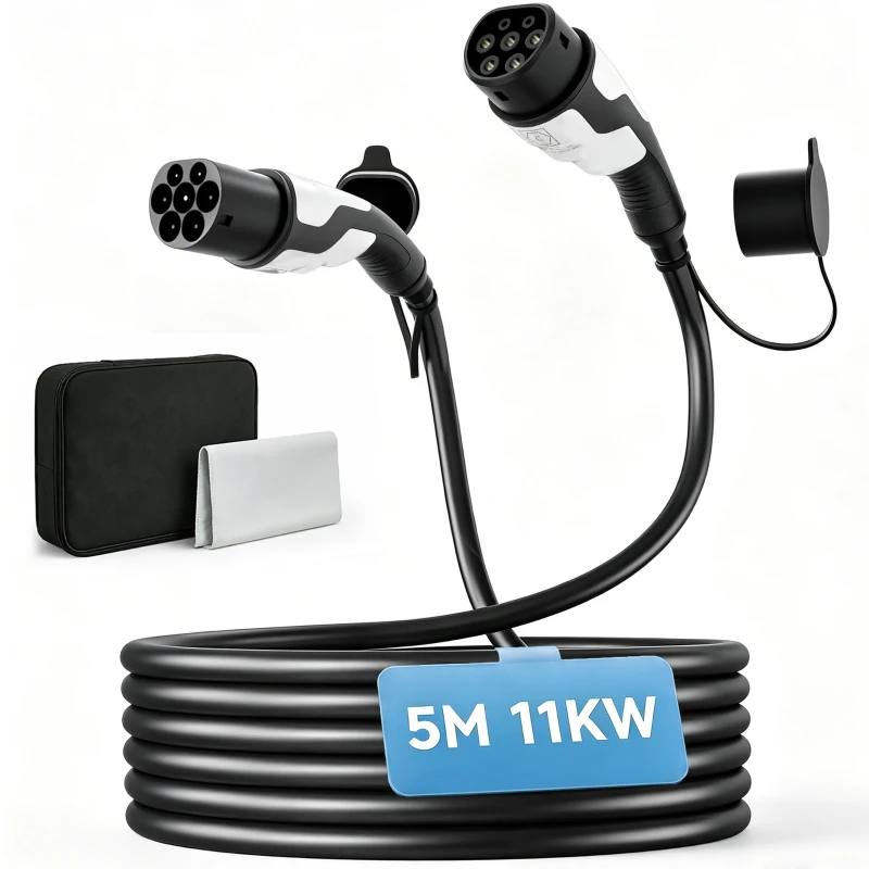 HOMCOM Typ 2 EV-laadkabel, 11 kW, 16 A, Mode 3, 3-fasen, 5 m – Verlengkabel voor elektrische auto's & plug-in hybrides