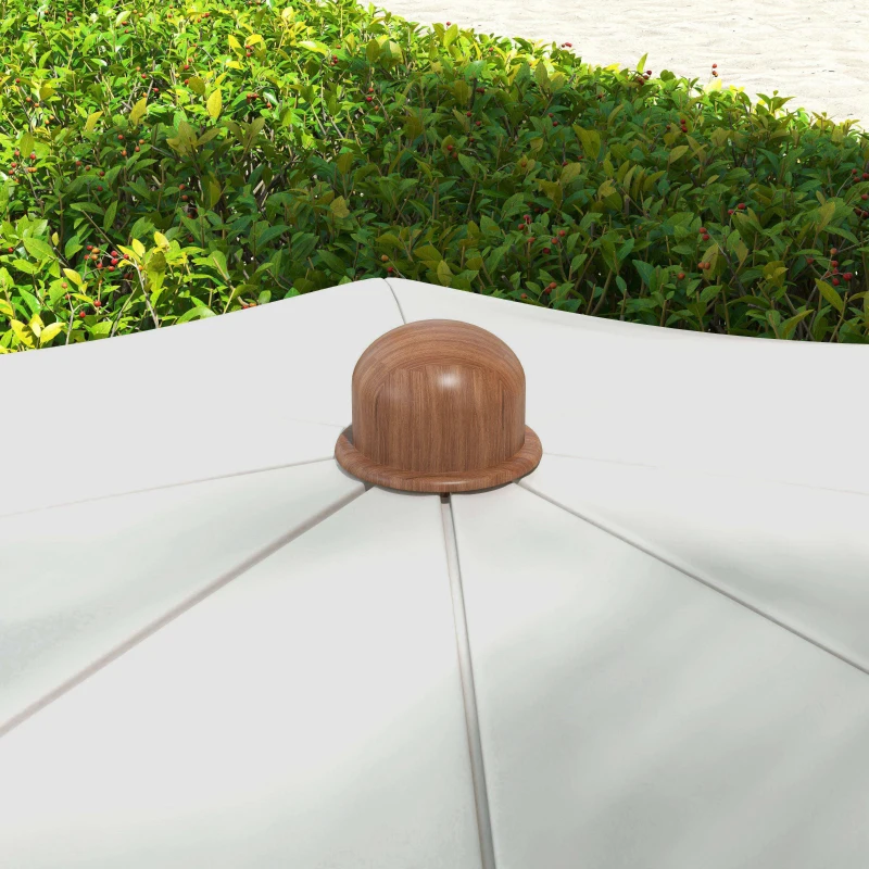 Outsunny Sombrilla de Playa con Flecos Ø190x210 cm con 8 Varillas Apertura Manual Anti-UV Impermeable y Bolsa de Transporte Gris