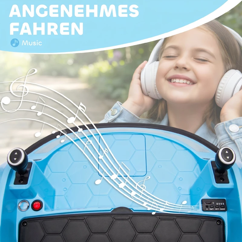 AIYAPLAY Autoscooter, 360° Rotation, 2 km/h Geschwindigkeit, Sicherheitsgurt, LED-Lichter, Musik und Hupe, Blau