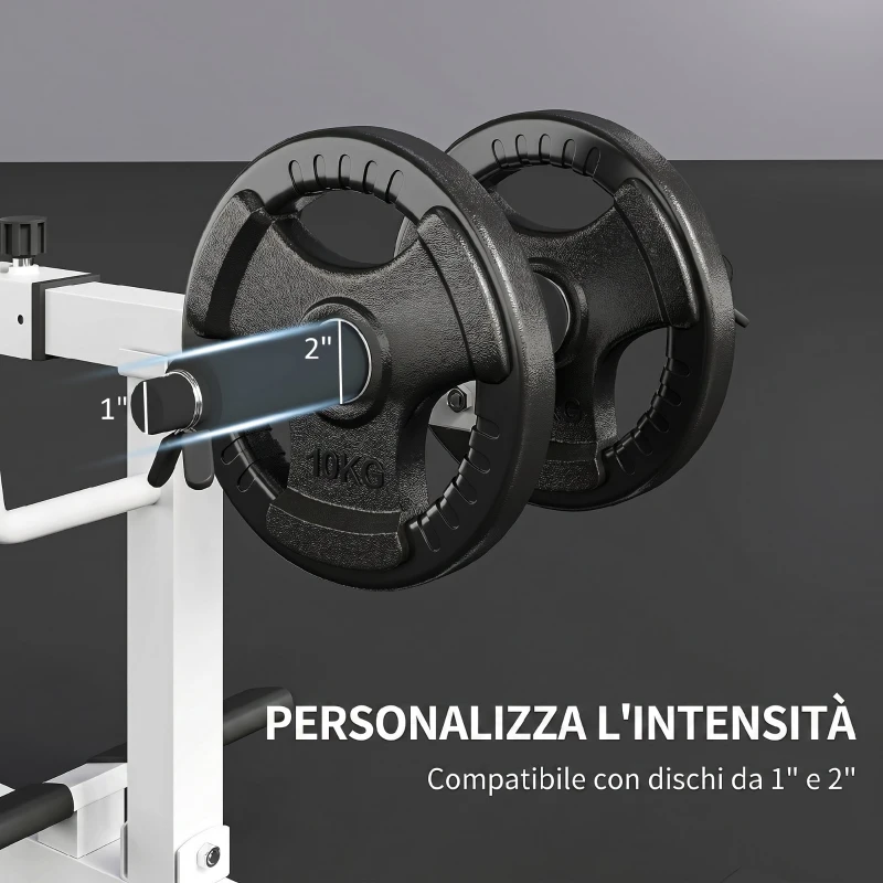 SPORTNOW Macchina per Polpacci Seduti Regolabile, per Allenamento Gambe Polpacci, Vita e Braccia, Palestra Casa Domestica, Bianco