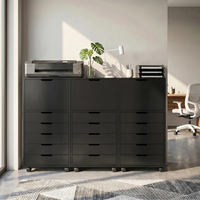 HOMCOM Mueble Archivador para Impresora con 5 Cajones y Ruedas 48x40x100 cm Negro