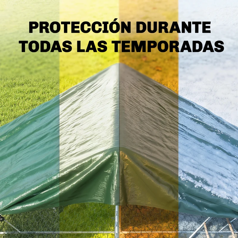 Outsunny Lona Impermeable Exterior 6x8 m Toldo PE 90 g/m² Protección UV con Ojales Reforzados para Leña Muebles de Jardín Verde