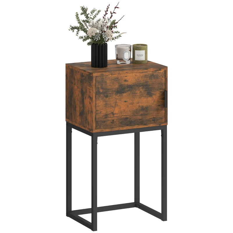 HOMCOM Konsolentisch Schmal, Schrank, Industrie-Design, Wohnzimmer Flur, 40x30x76cm, Rustikal-Braun
