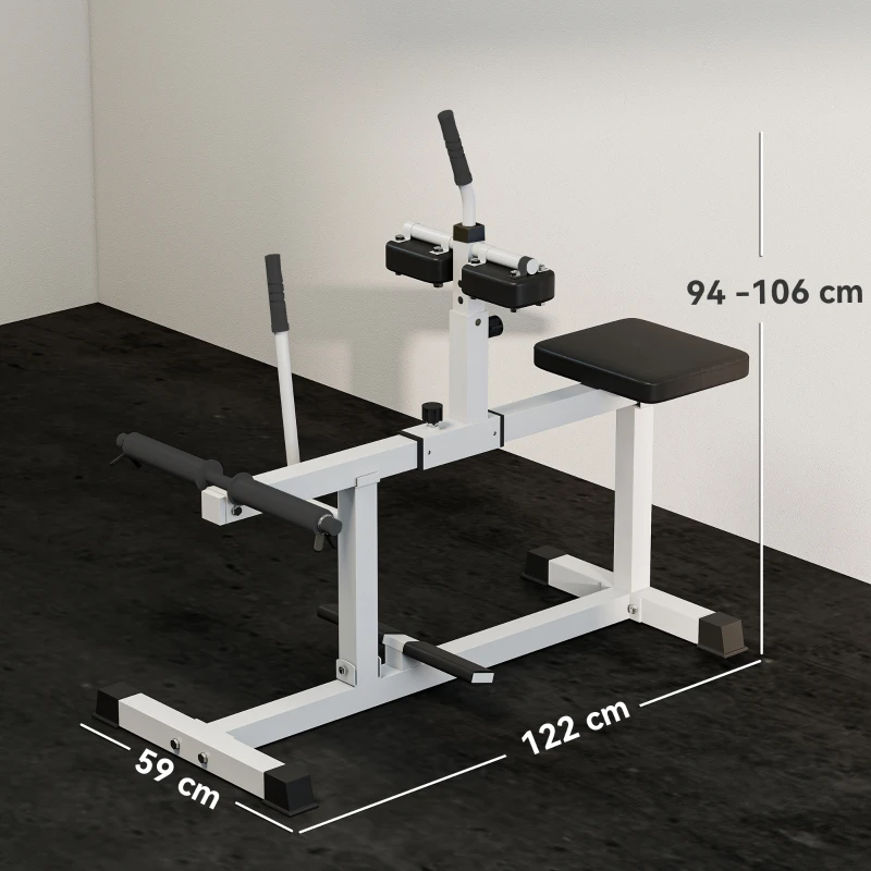 SPORTNOW Macchina per Polpacci Seduti Regolabile, per Allenamento Gambe Polpacci, Vita e Braccia, Palestra Casa Domestica, Bianco
