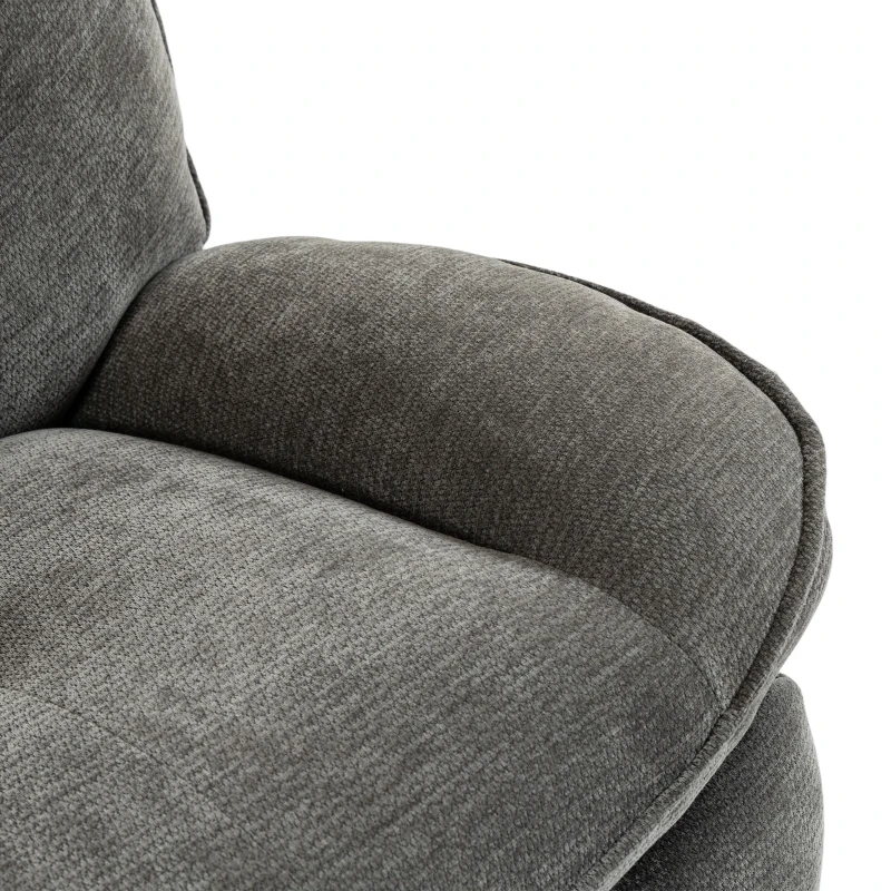 HOMCOM Sillón Relax de Chenilla Ajustable Manualmente Giratorio 360° y Basculante con Asiento Amplio Respaldo Alto Gris Claro