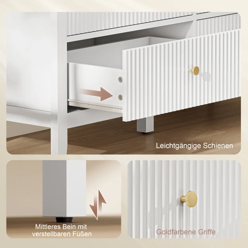 HOMCOM Kommode Sideboard mit 6 Schubladen Moderner Aufbewahrungsschrank für Wohnzimmer Schlafzimmer Flur 100 x 40 x 78 cm Weiß
