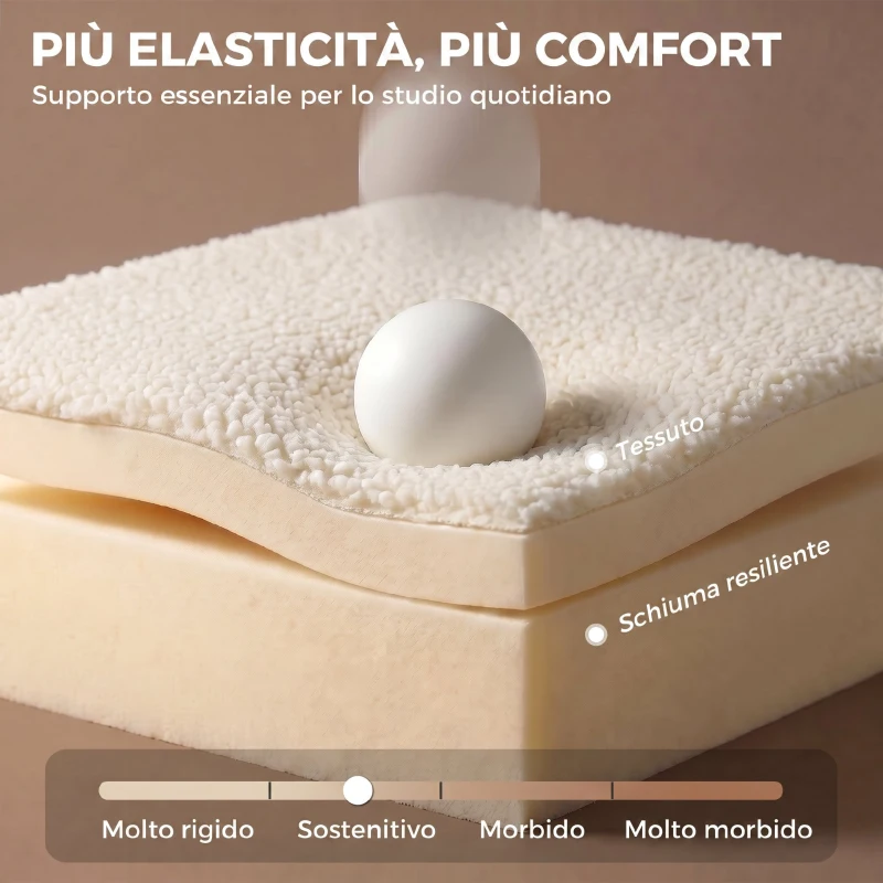 HOMCOM Sedia per Scrivania Girevole in Tessuto Sherpa con Altezza Regolabile e Funzione Dondolo, Crema