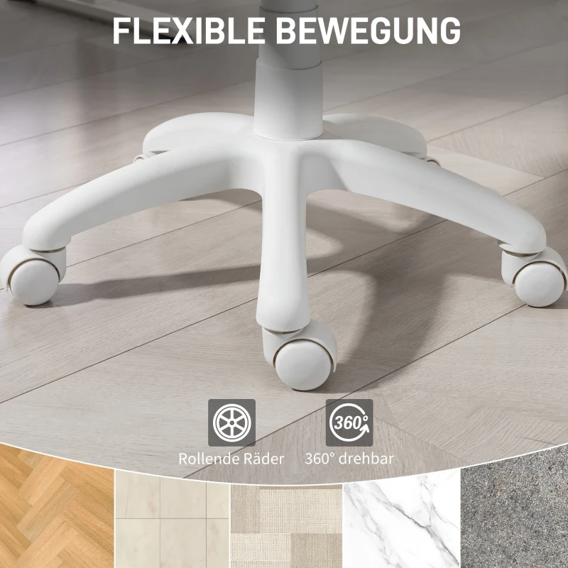 HOMCOM Bürostuhl Ergonomischer Schreibtischstuhl mit C-förmiger Rückenstütze, Höhenverstellbar Blau