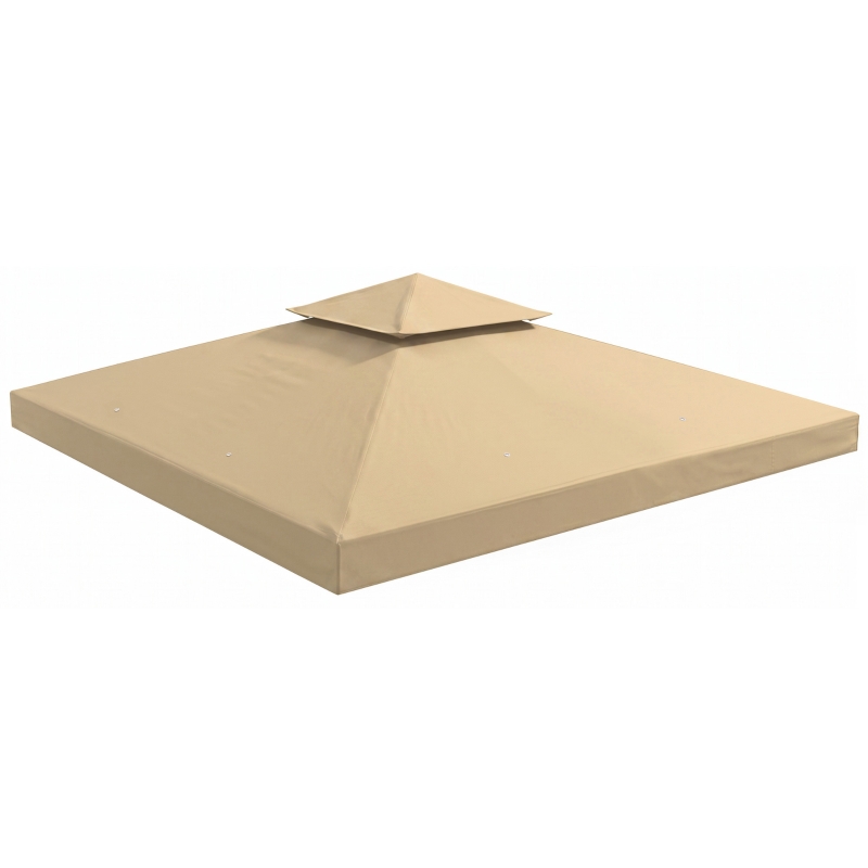 Outsunny Acoperiș de Rezervă pentru pavilion de Grădină Pânză de Rezervă pentru pavilion tonel Tendă 3 x 3 m Bej