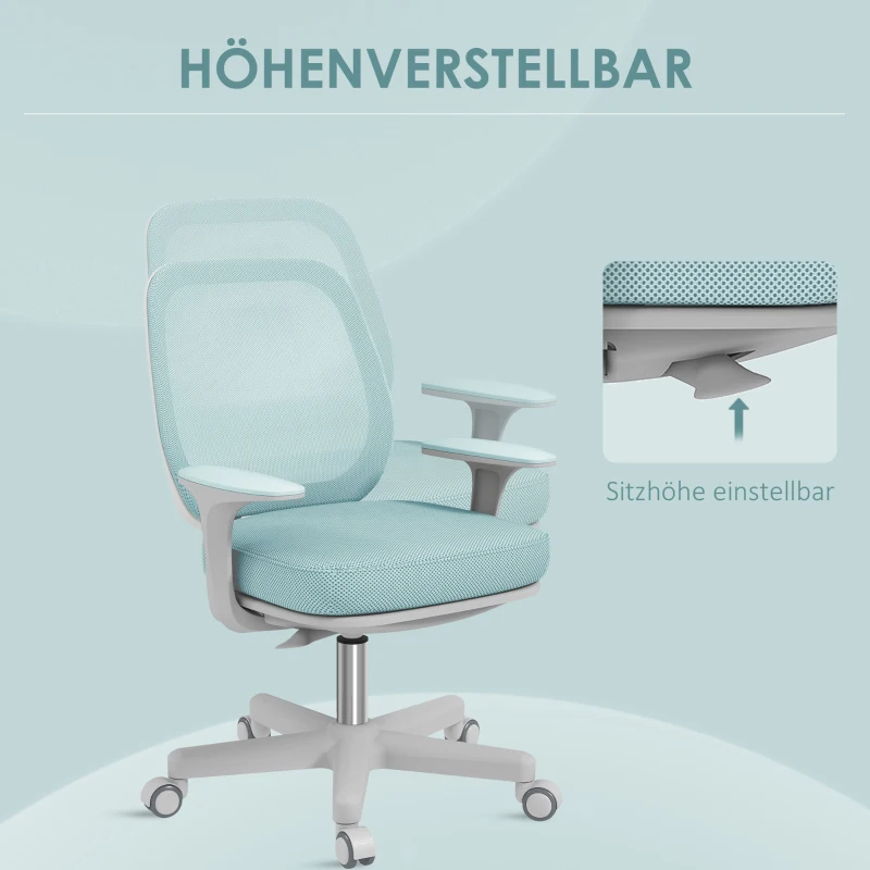Vinsetto Bürostuhl, Ergonomisch Schreibtischstuhl mit Drehfunktion, Höhenverstellbar 55 x 48 x 82,5-94,5 cm Grün