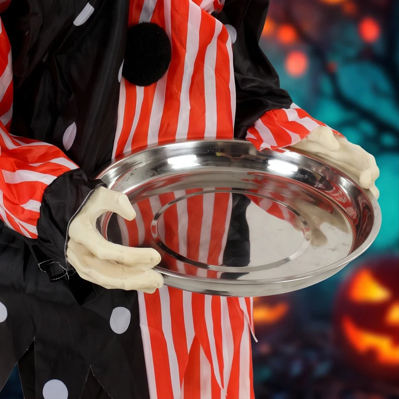 HOMCOM Animated Clown Halloween Decoration, Scary Halloween Animatronics Decor with Sound Touch Activated