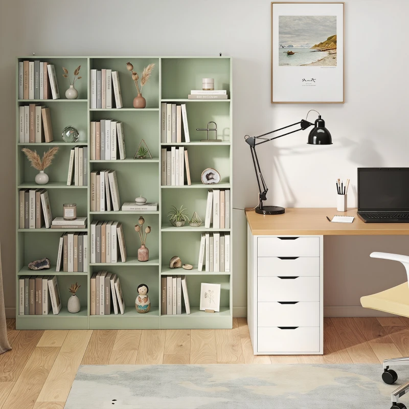 HOMCOM Bookcase with Open Storage, 6-Tier Bookshelf with Anti-Tipping Hardware, Light Green