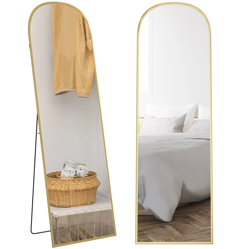 HOMCOM Standspiegel Ganzkörperspiegel großer Spiegel, modernes Design, 50 cm x 1,5 cm x 161,5 cm, Gold