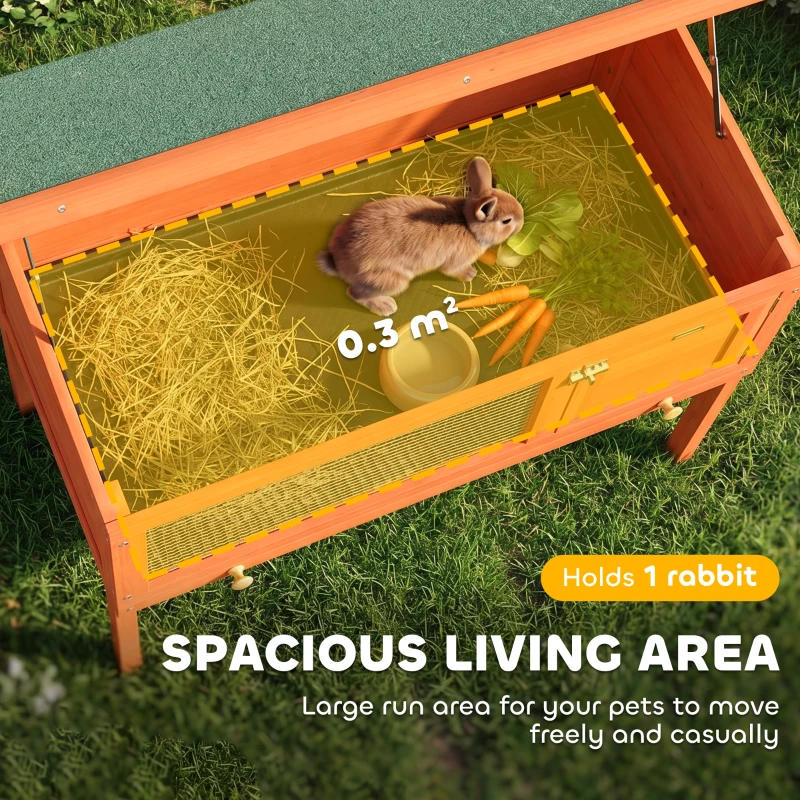 PawHut Wooden Rabbit Hutch, Guinea Pig Hutch with Asphalt Roof, Outdoor Elevated Bunny House for Rabbits, Chinchillas