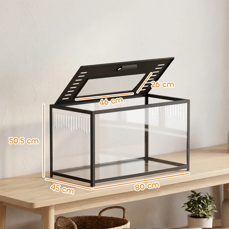 PawHut Hamster Cage, Chewproof Metal Rat Cage with Deep Base, Openable Top for Syrian Dwarf Hamster, Gerbil, 80 x 45 x 50.5 cm