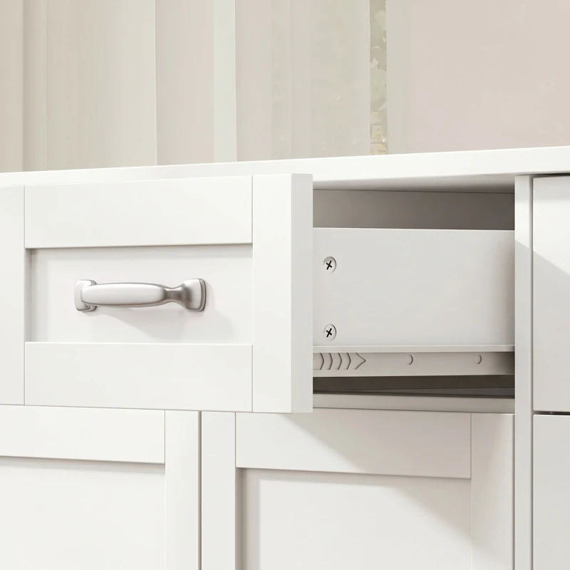 HOMCOM Buffet para Cozinha com Gavetas, Portas, Prateleiras Ajustáveis, Estilo Shaker, Dispositivo Anti-Tombamento, 140x38x80cm, Branco