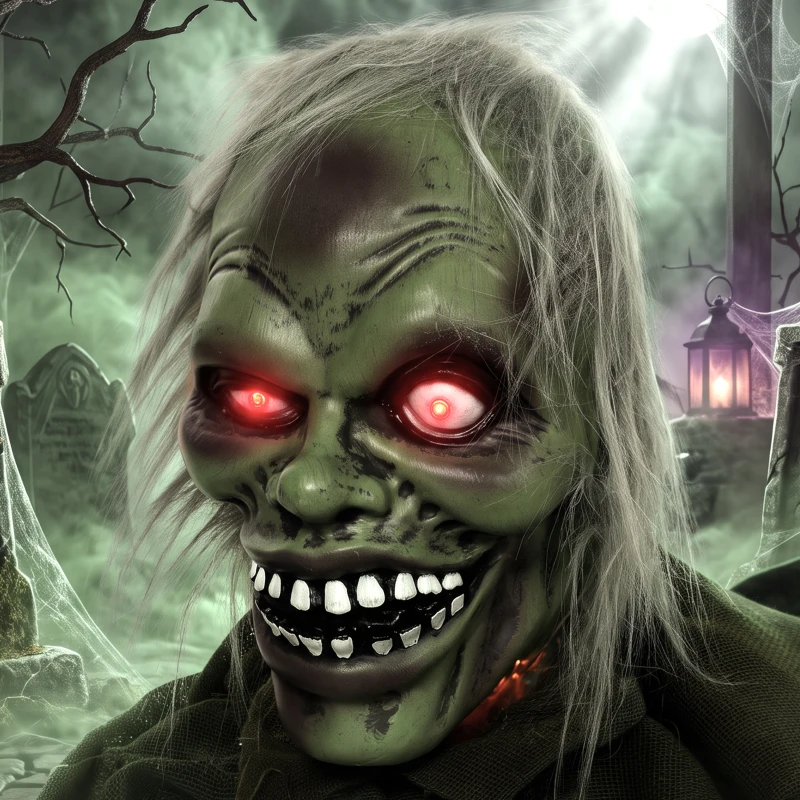 HOMCOM Halloween Decoration Halloween Animatronic Crawling Zombie with Light-Up Eyes and Creepy Sound