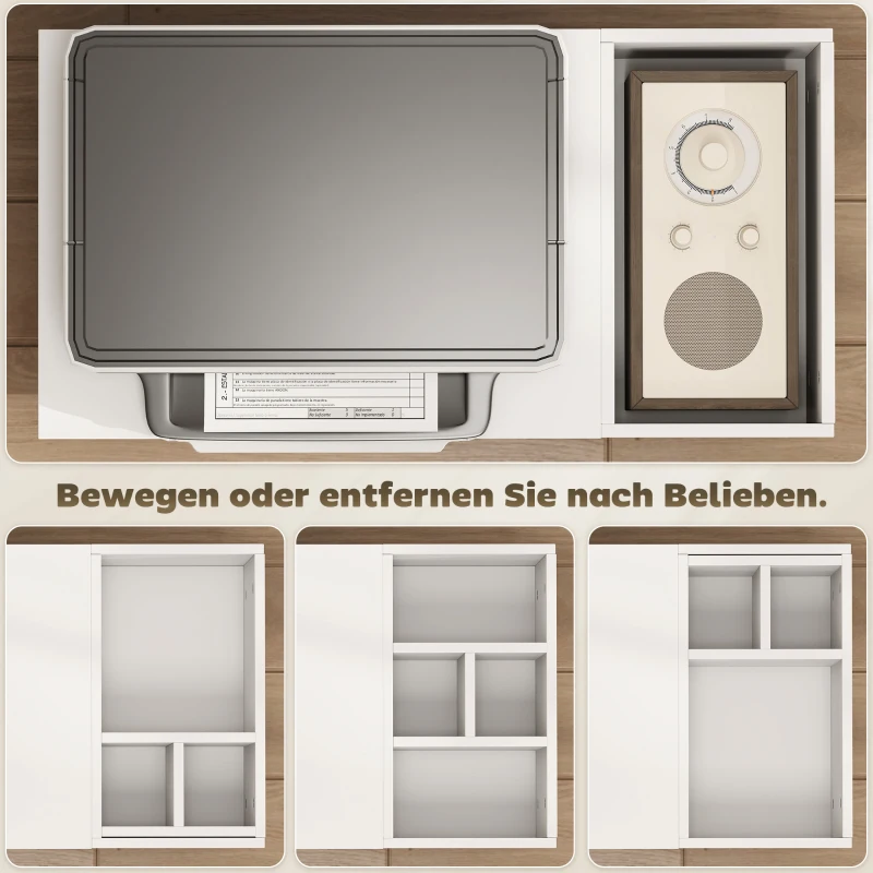 HOMCOM Druckerständer Druckertisch mit Unterteiltem Fach, Ablageflächen für Büro 70 x 34 x 60 cm Weiß