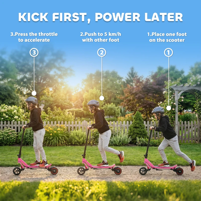 SPORTNOW Electric Scooter for Kids, Foldable E Scooter for Age Age 6+ with LED Display, RGB lights, Up to 16km/h, Pink
