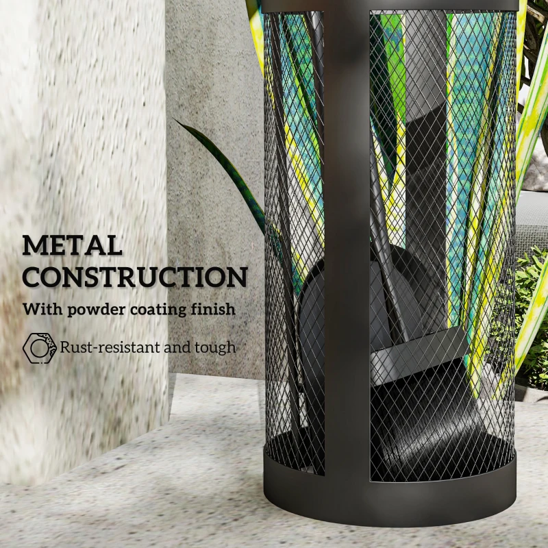 Outsunny 5-Piece Fireplace Tools Set with Mesh Basket, Indoor Outdoor Fireside Accessories for Fireplaces, Fire Pits, Black