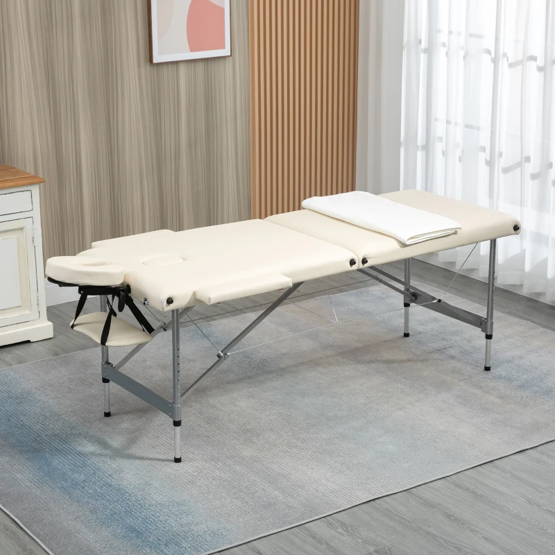 HOMCOM Massageliege klappbar, inkl. Gesichtsöffnung, Armlehnen, Handablagen, Massageliege mobil, 186 cm x 71 cm x 83 cm